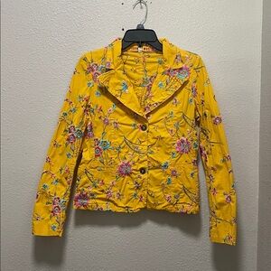 Johnny Was Yellow Floral Embroidered Jacket